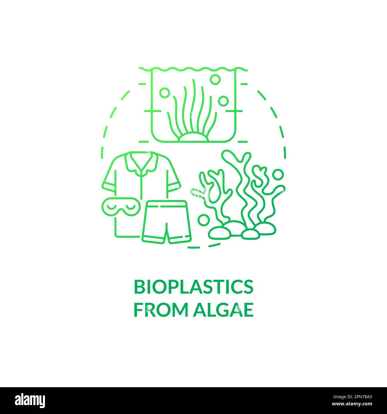 Bioplastics from algae green gradient concept icon Stock Vector