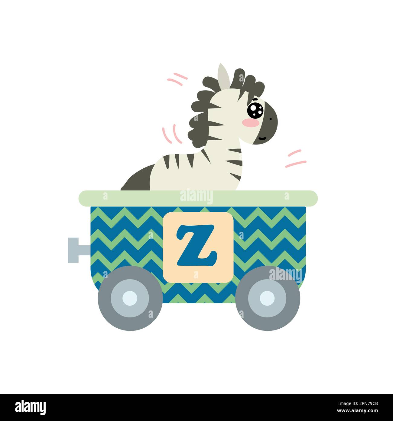 Alphabet train carriage with zebra and letter z Stock Vector Image