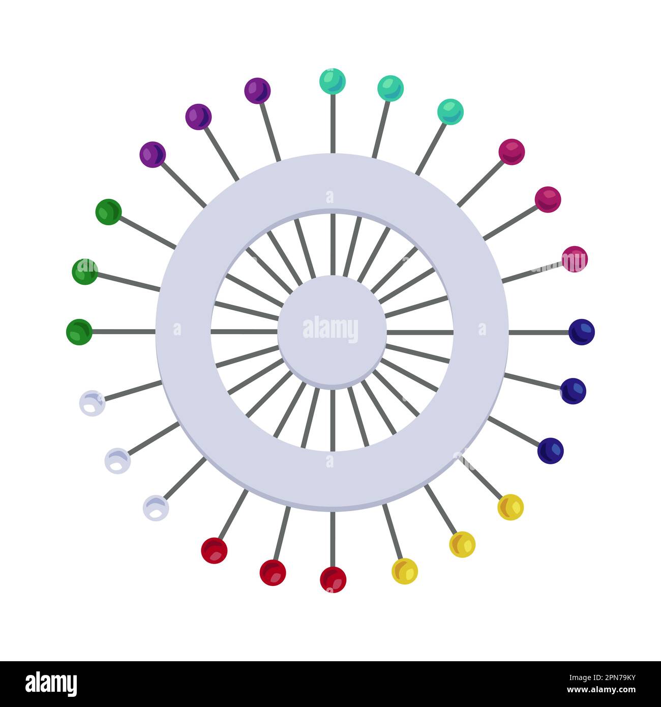 Wheel pin case with colorful pins vector illustration Stock Vector