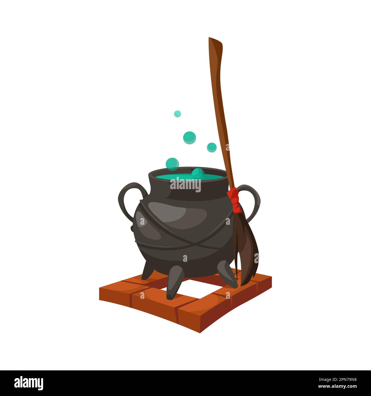 Large pot with boiling potion vector illustration Stock Vector Image