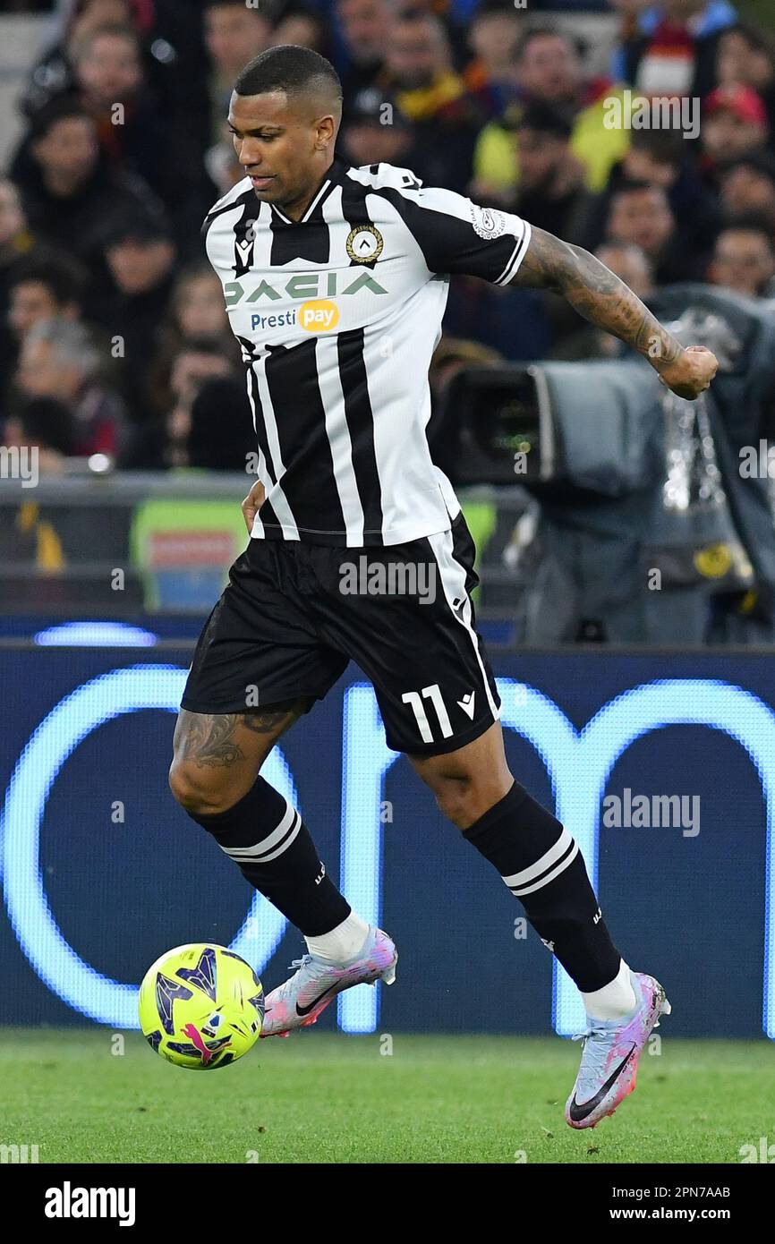 Walace of Udinese during football Serie A match Roma v Udinese, Rome, Italy.  16th Apr, 2023. Allshotlive/Sipa Usa Credit: Sipa US/Alamy Live News Stock  Photo - Alamy
