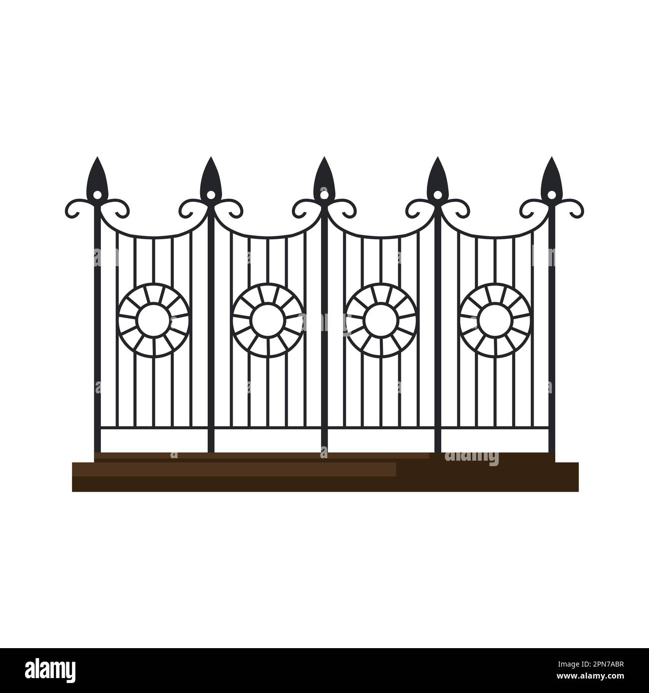 Vintage iron balcony railing or fence vector illustration Stock Vector