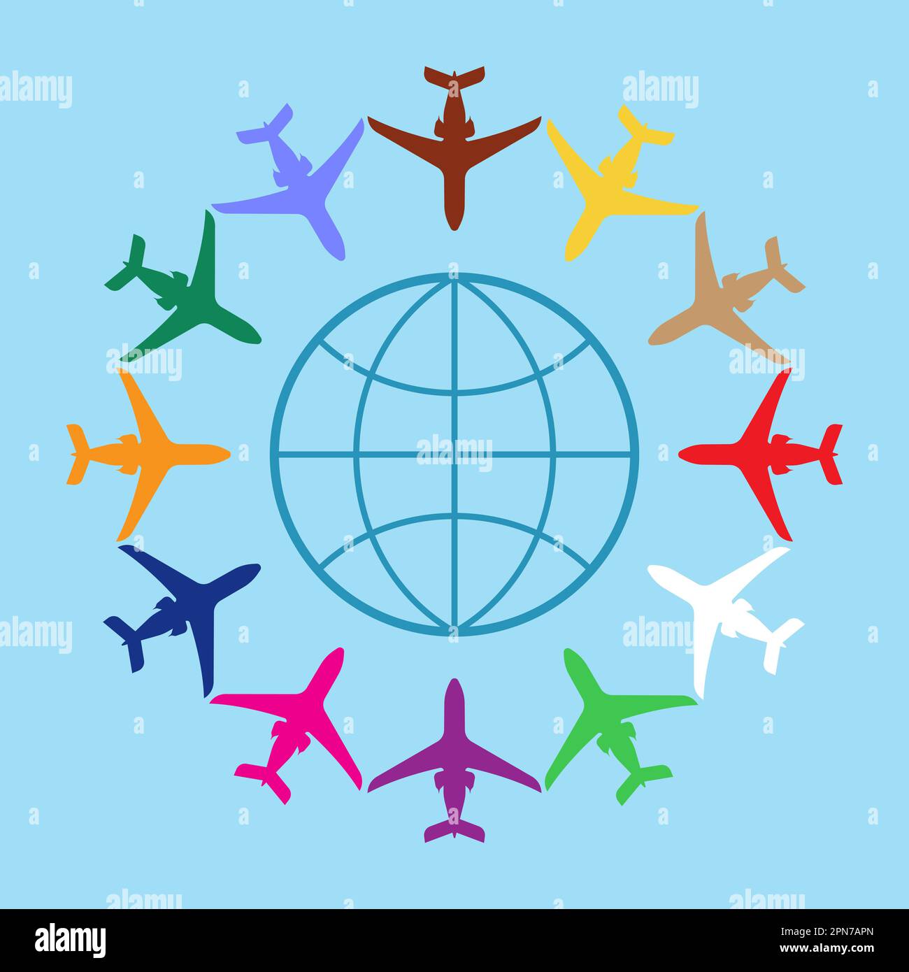 Plane flying around globe hi-res stock photography and images - Alamy