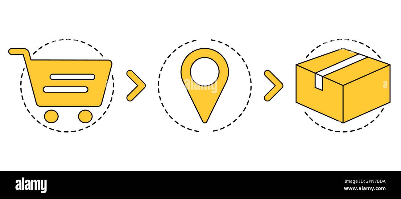 Click and collect concept vector. Online shopping. Shopping, select