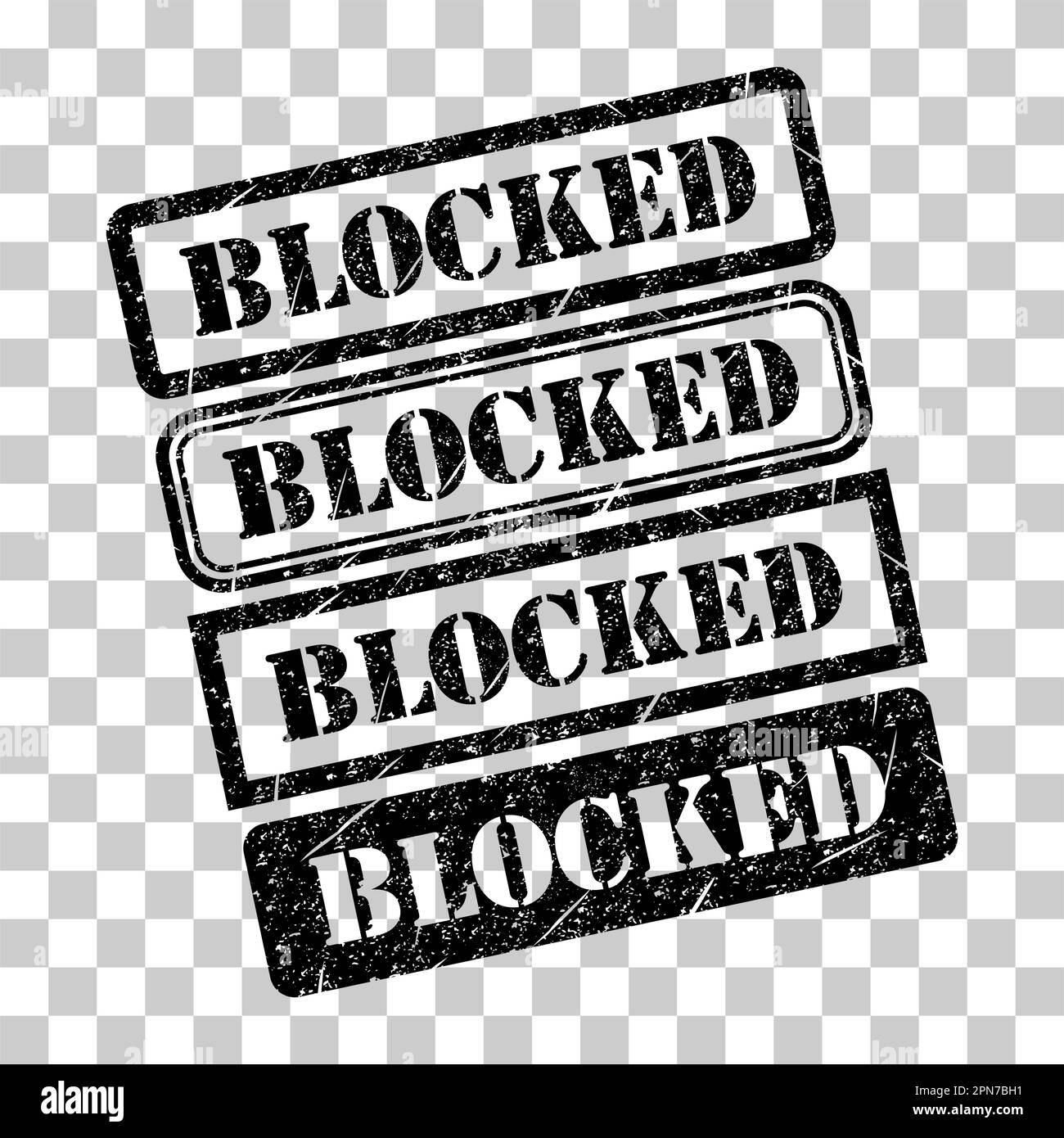 Set of Blocked stamp symbol, label sticker sign button, text banner