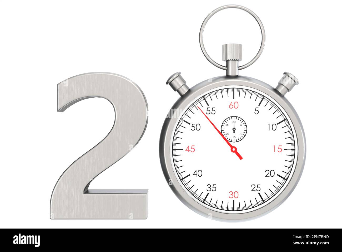 Metal stopwatch isolated for number 20, 3D rendering Stock Photo - Alamy
