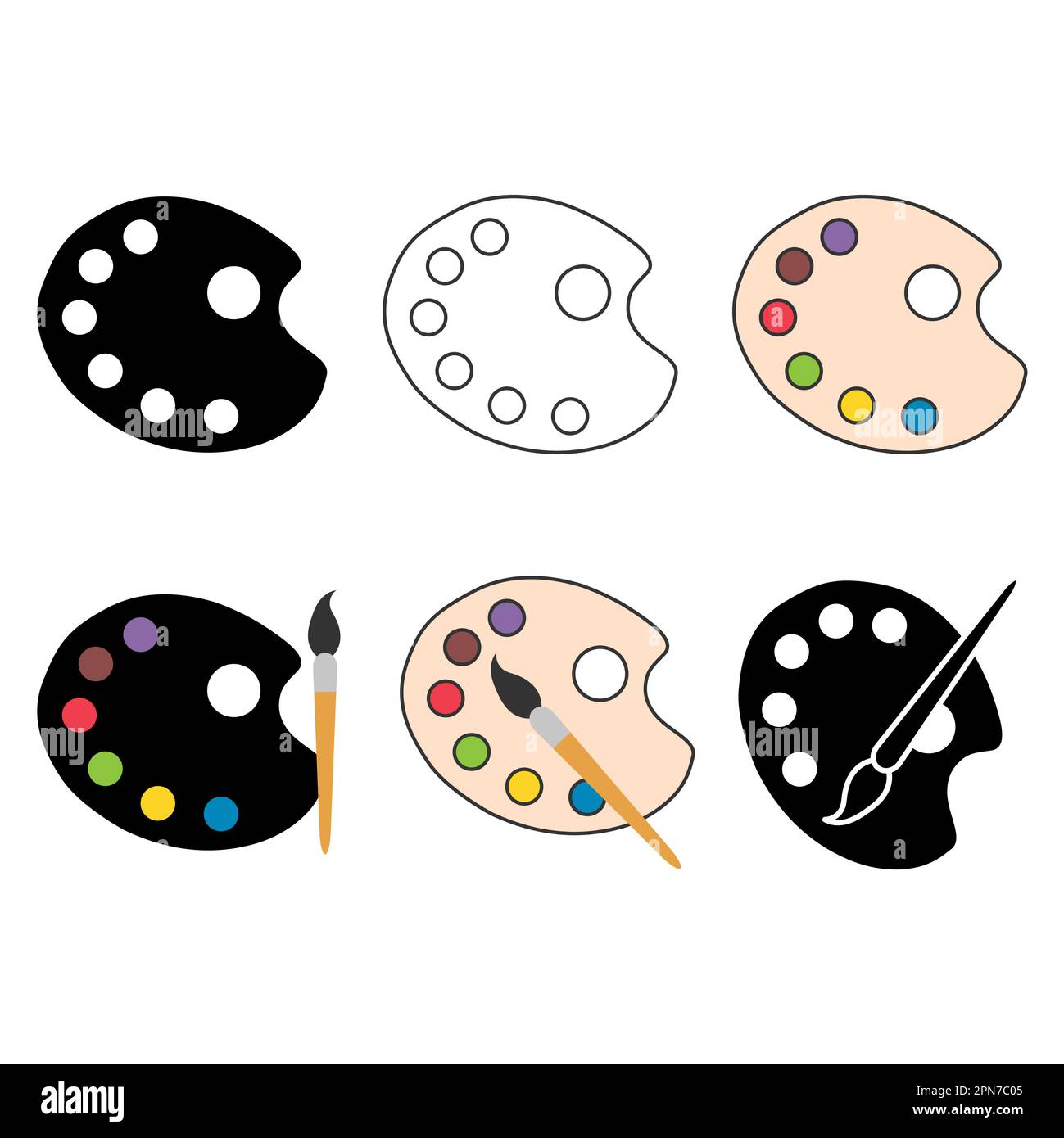 Set of Flat art tool palette paints color, artist web design graphic