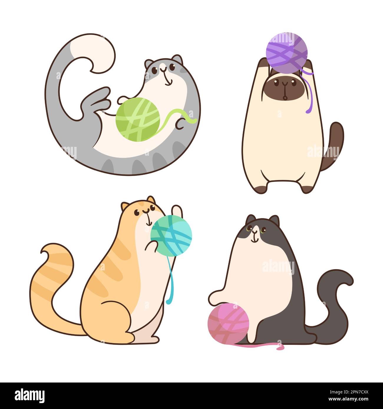 Cartoon cat playing ball yarn hi-res stock photography and images - Alamy