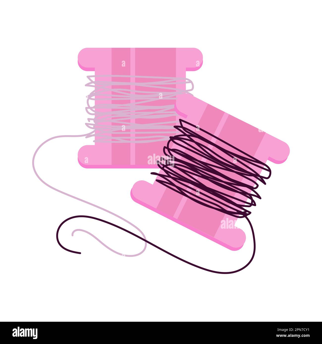 Pink spools with black and white threads vector illustration Stock ...
