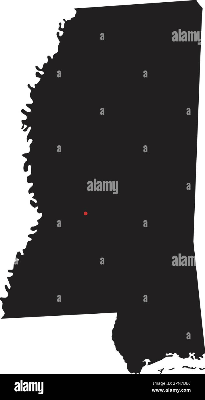 Highly Detailed Mississippi Silhouette map. Stock Vector