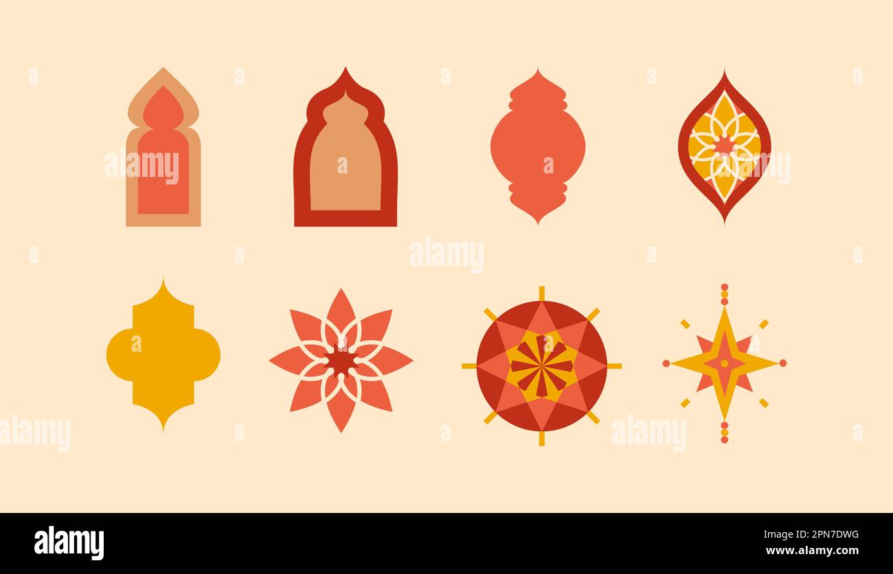 Ramadan Flat Frame Objects Stock Vector