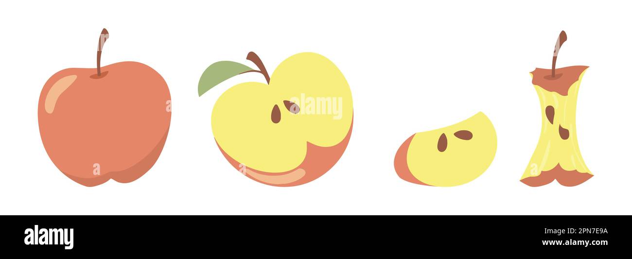 Red apples set Stock Vector