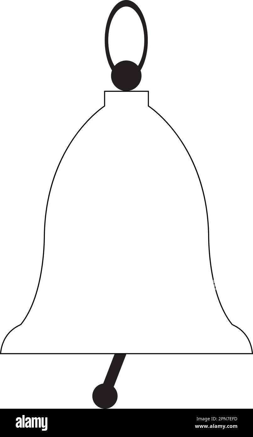 Black and White Bell Vector Illustration. Isolated Handbell Icon Stock