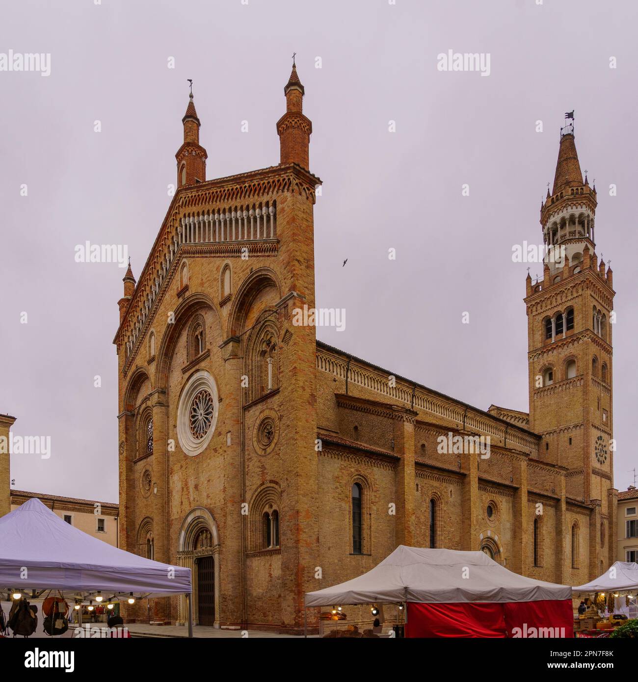 Crema, Italy February 27, 2022 Carnival market scene in the