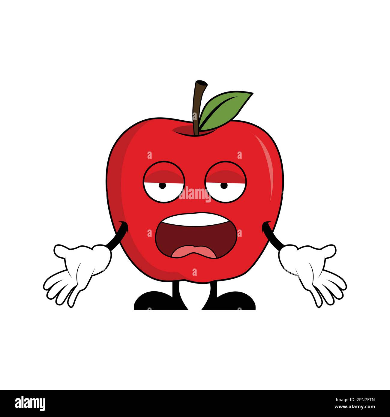 Angry Apple Fruit Cartoon Character. Suitable for poster, banner, web