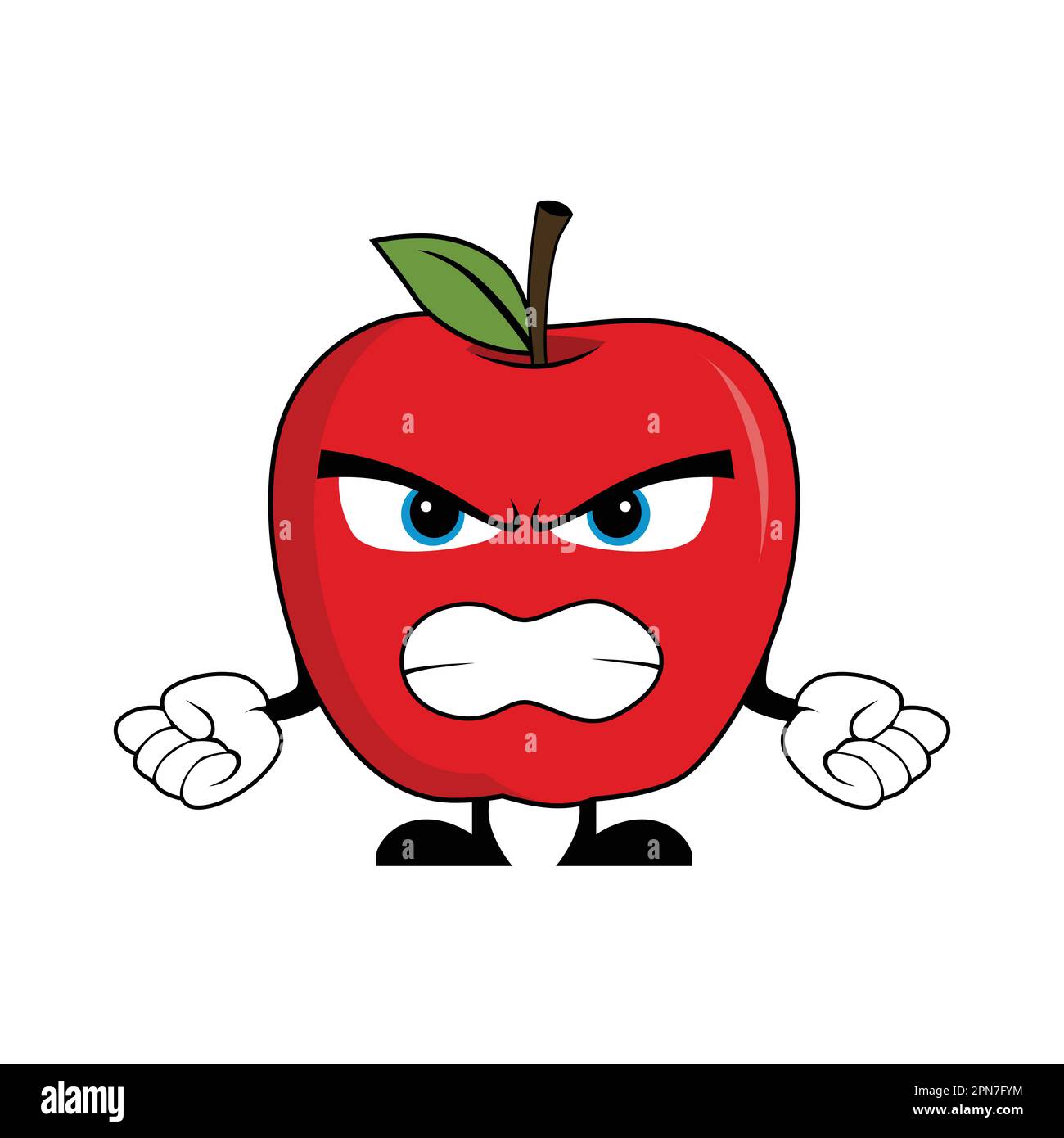 Angry Apple Fruit Cartoon Character. Suitable for poster, banner, web