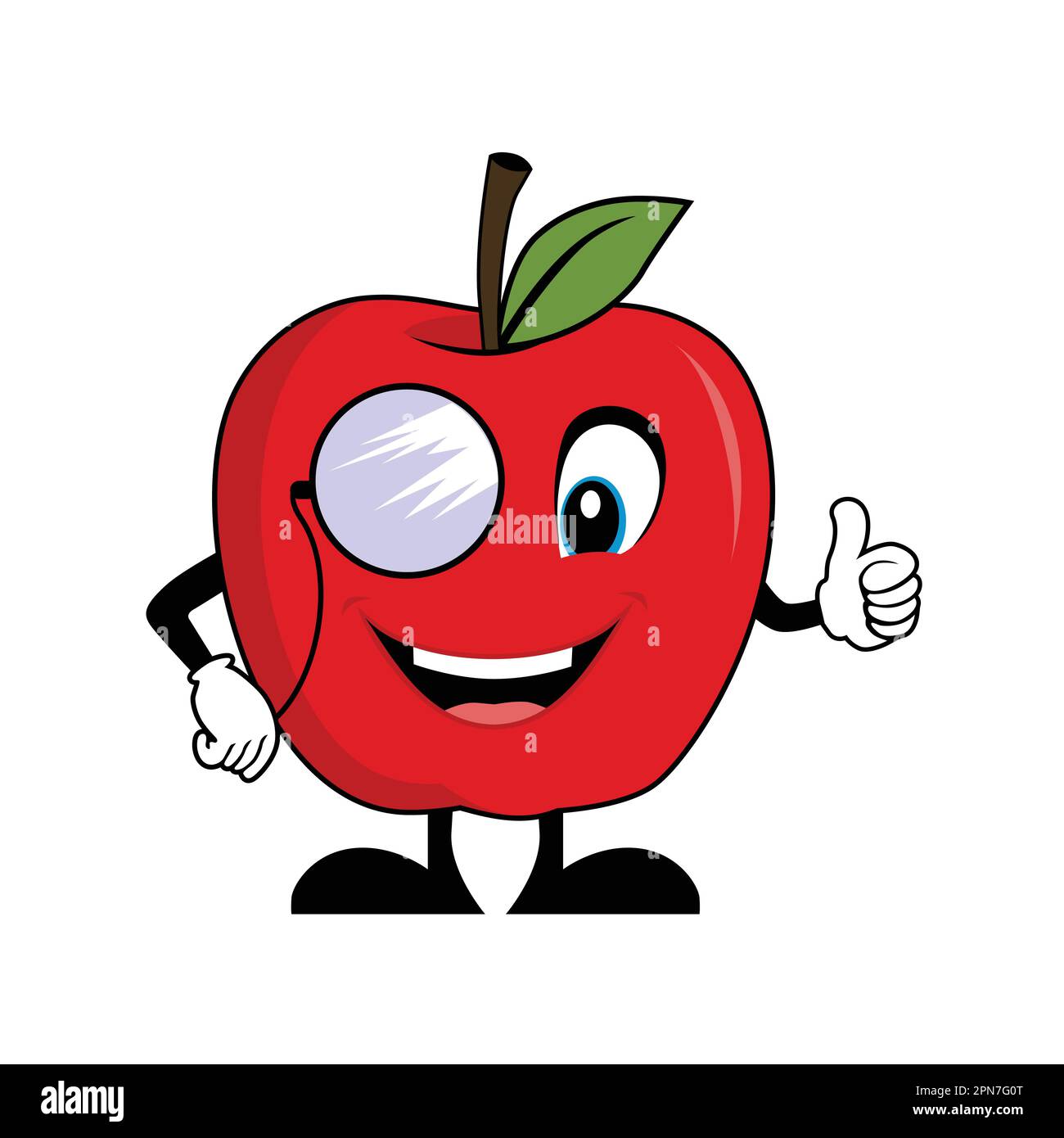 Red Apple Cartoon Character with Sunglasses Giving Thumbs Up. Suitable for poster, banner, web, icon, mascot, background Stock Vector