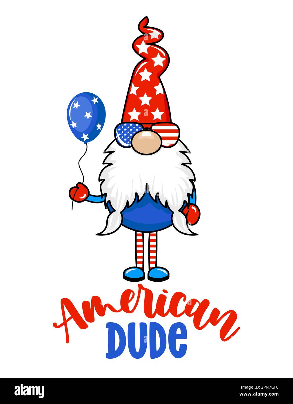 American Dude - Cute gnome in 4th of July costume. Scandinavian elf