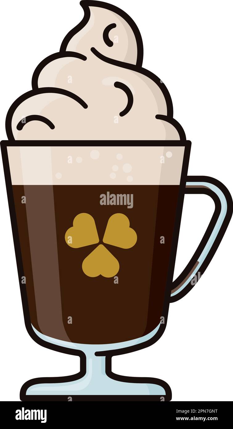 Glass of Irish Coffee isolated vector illustration for Irish Coffee Day