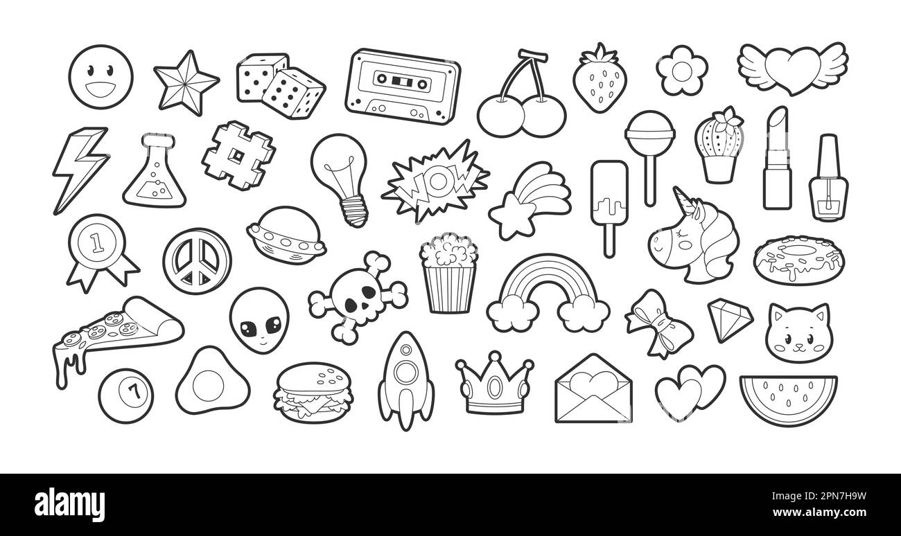 Line stickers and patches set Stock Vector