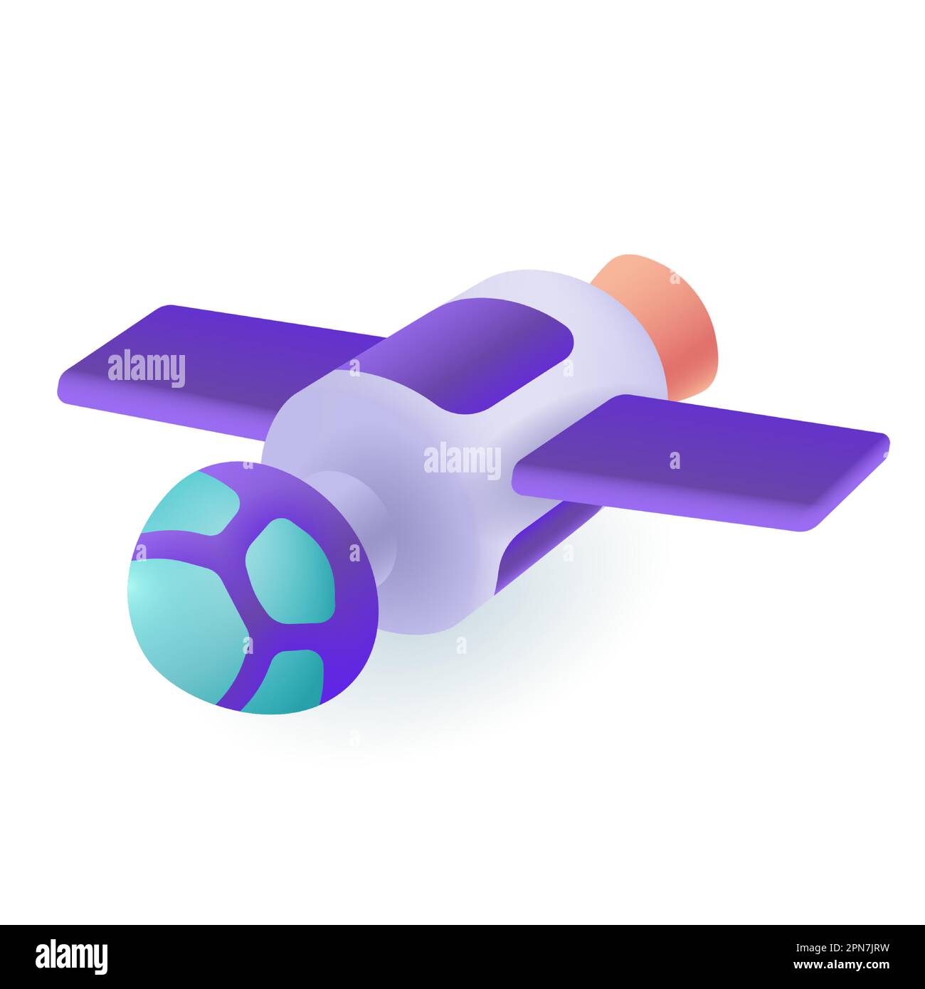 Artificial satellite with purple solar wings 3D icon Stock Vector Image