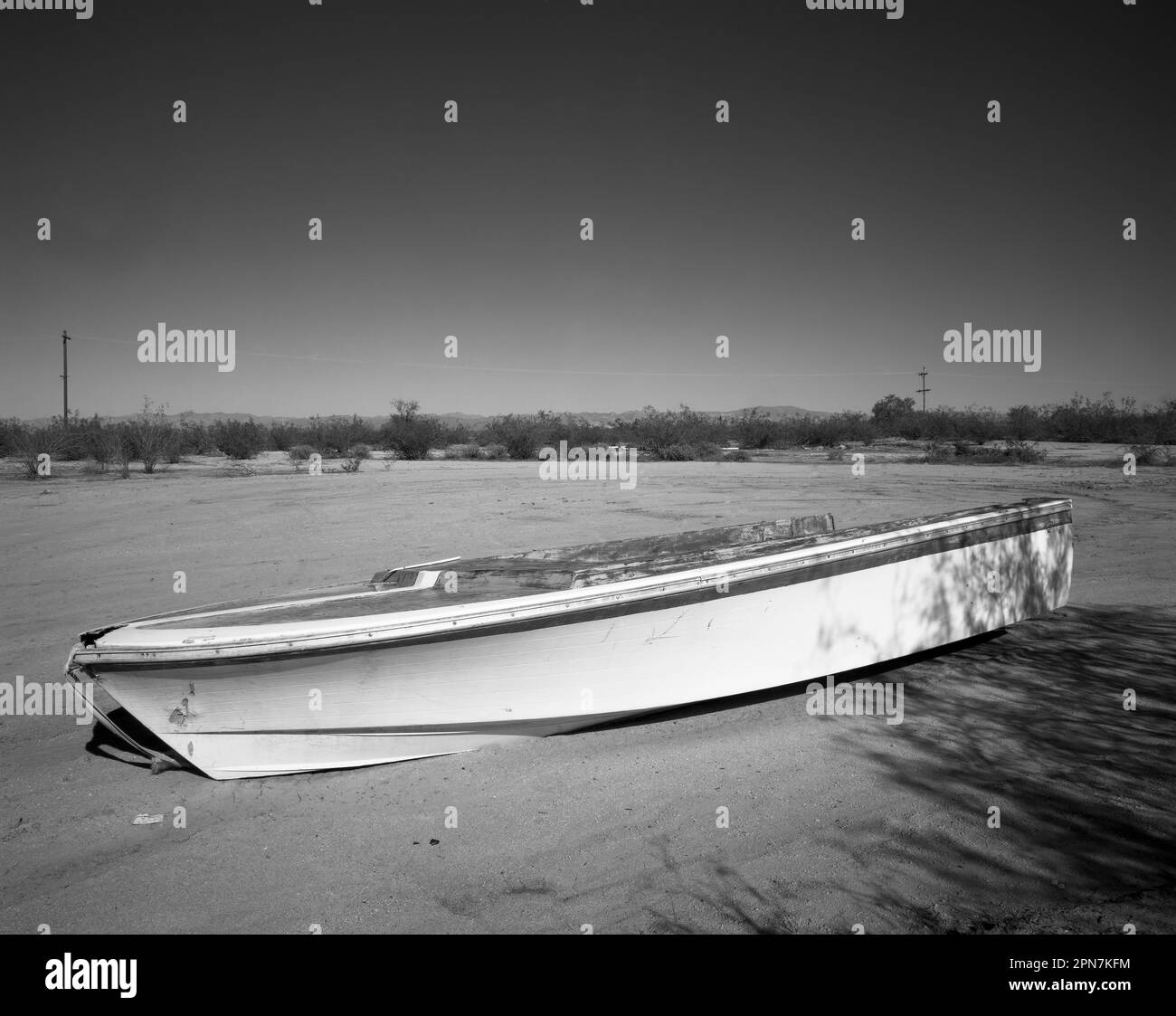 Small wooden boat abandonded in the Arizona desert Stock Photo Alamy