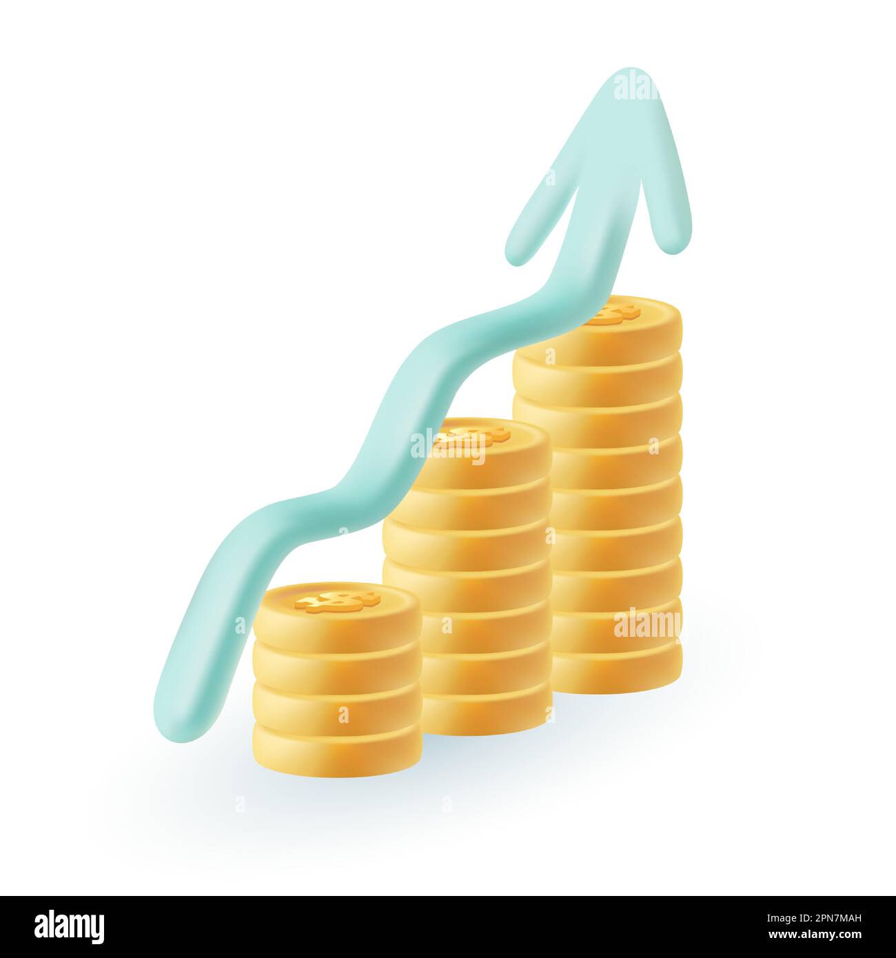 Stacks of gold coins and upward arrow 3D icon Stock Vector Image & Art ...