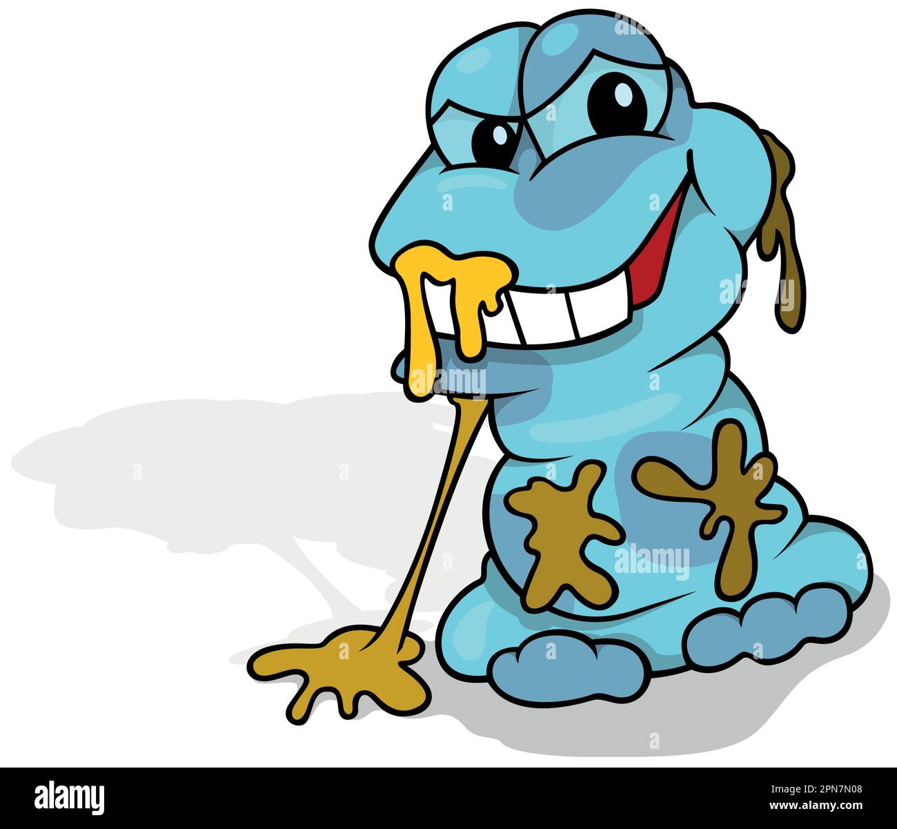 Blue Garbage Monster with Yellow Slime Stock Vector