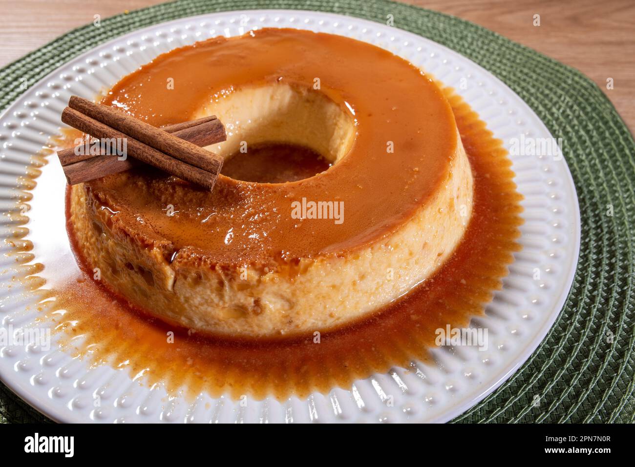 Condensed milk pudding with caramelized sauce Stock Photo Alamy