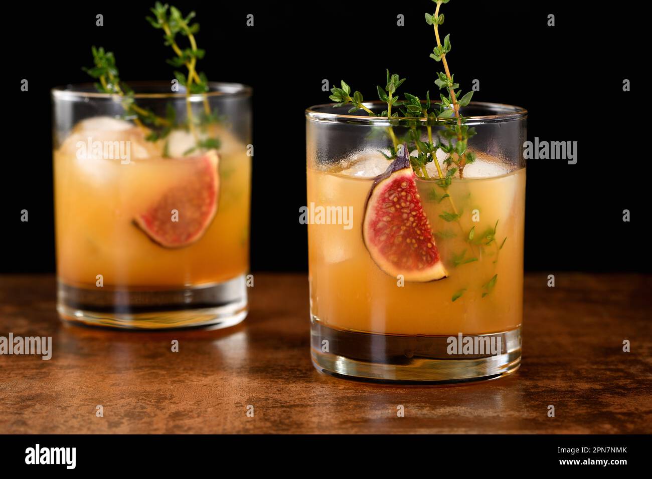 Bourbon Sour cocktail with fig spices, lemon juice and syrup. Easy to