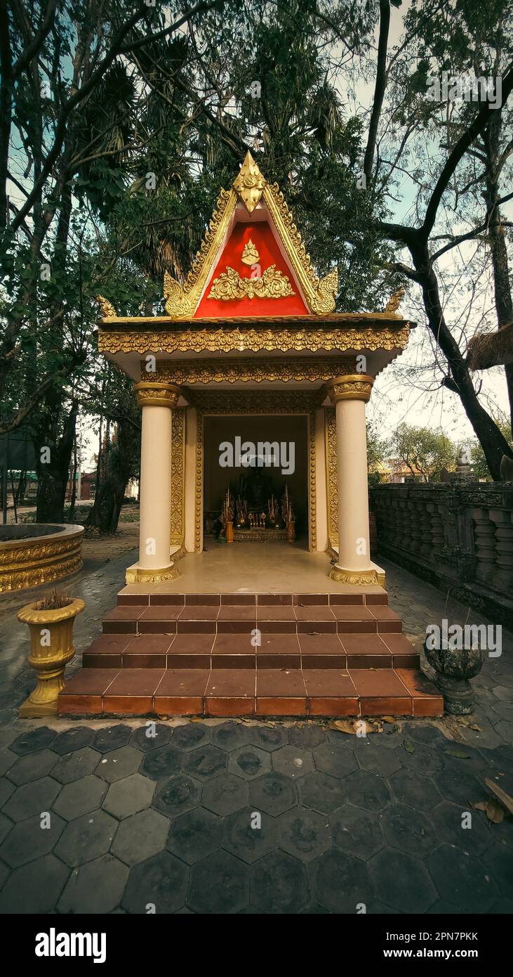 The Wat Troey Koh, an ancient temple located on Fish Island in Kampot, Cambodia Stock Photo