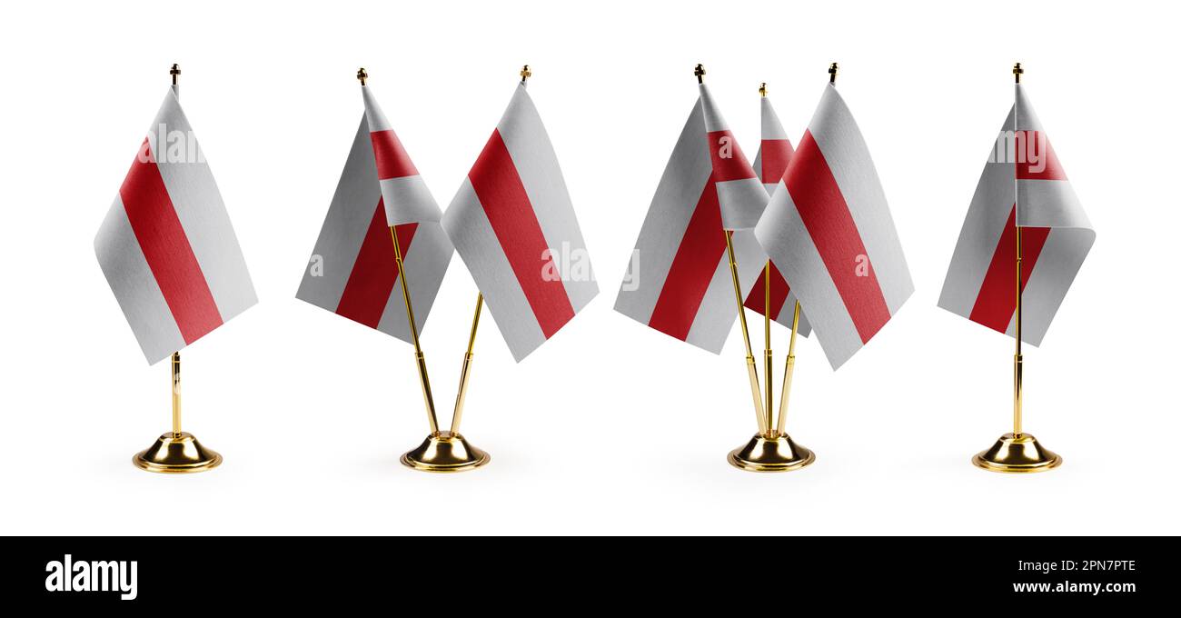 Small national flags of the Belarus on a white background. Stock Photo