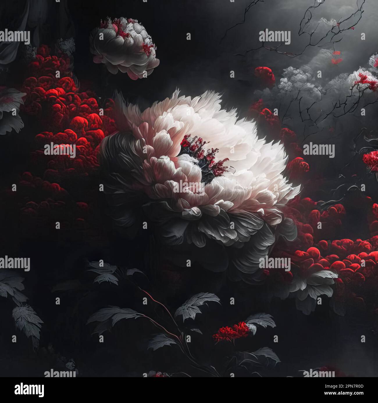 Illustration of a graceful bouquet of flowers in Japanese style Stock