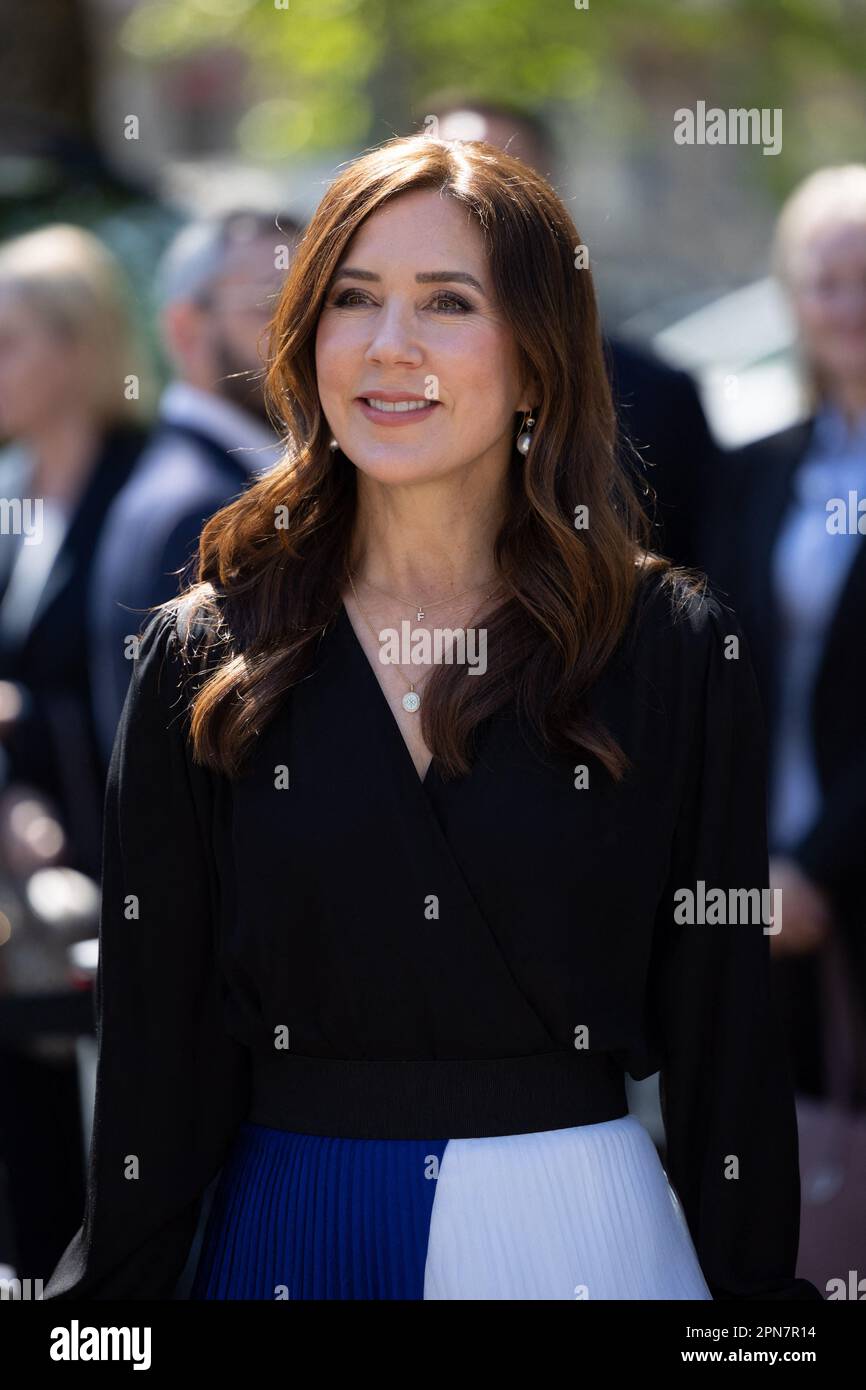 Milan, Italy. 17th Apr, 2023. HRH the Crown Princess Mary Donaldson with Milan's major Beppe Sala, danish minister for business and financial affairs Morten Bodskov and Valentina Ciuffi attends the opening of installation “This is Denmark” during Milan furniture exhibition, Milan, Italy on April 17, 2023. Photo by Marco Piovanotto/ABACAPRESS.COM Credit: Abaca Press/Alamy Live News Stock Photo