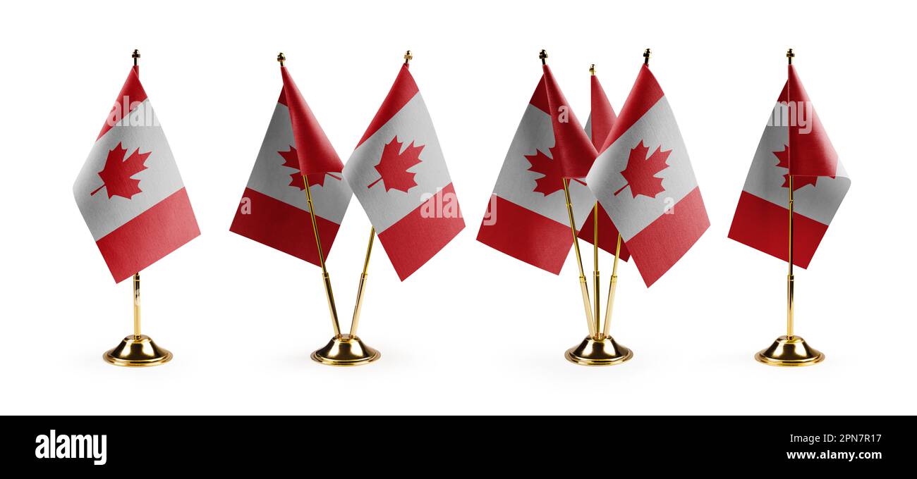 Small national flags of the Canada on a white background. Stock Photo