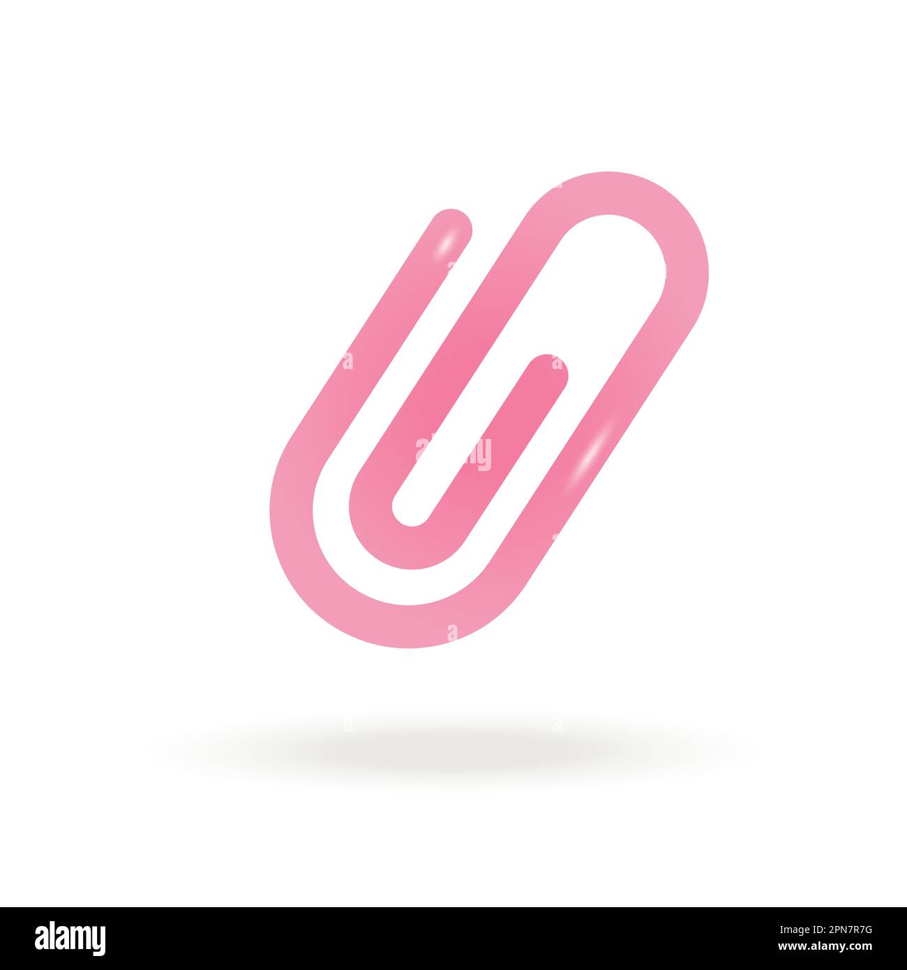 Shiny pink paperclip for papers or documents 3D icon Stock Vector