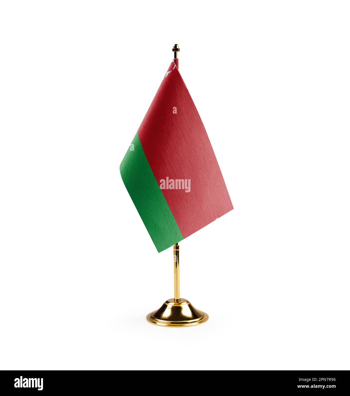 Small national flag of the Belarus on a white background. Stock Photo