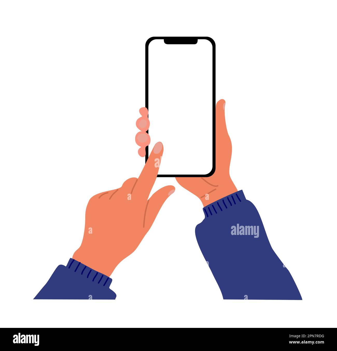 Hands holding mobile phone vector on white Stock Vector Image & Art - Alamy