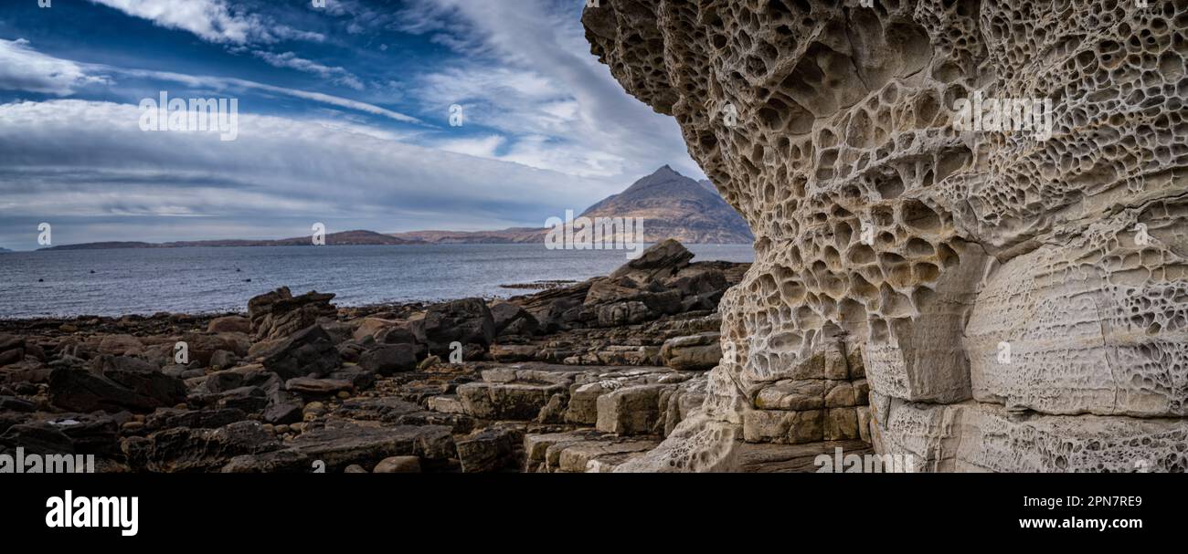 rock in the cliffs at Elgol on the Isle of Skye Stock Photo