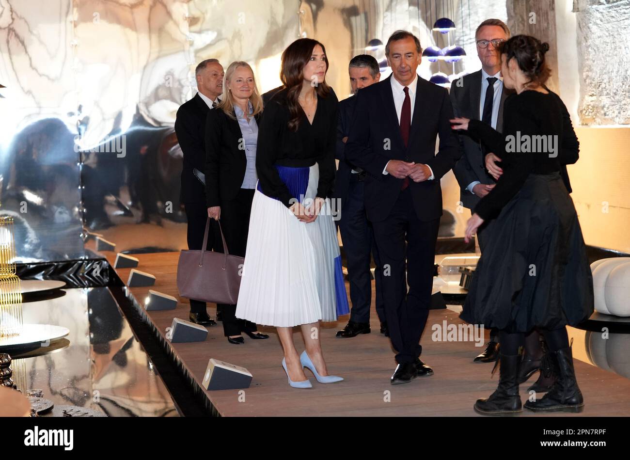 Milan, Italy. 17th Apr, 2023. Milan, Visit of the Danish Princess Mary Donaldson to the Denmark stand for the Milan Design Week, Fuori Salone, Salone del Mobile at the Ex Macello in Via Molise Editorial Usage Only Credit: Independent Photo Agency/Alamy Live News Stock Photo