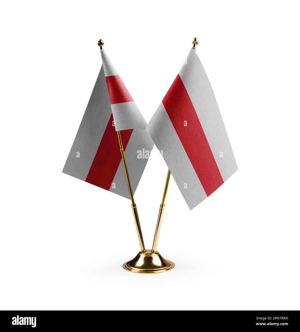 Small national flags of the Belarus on a white background. Stock Photo