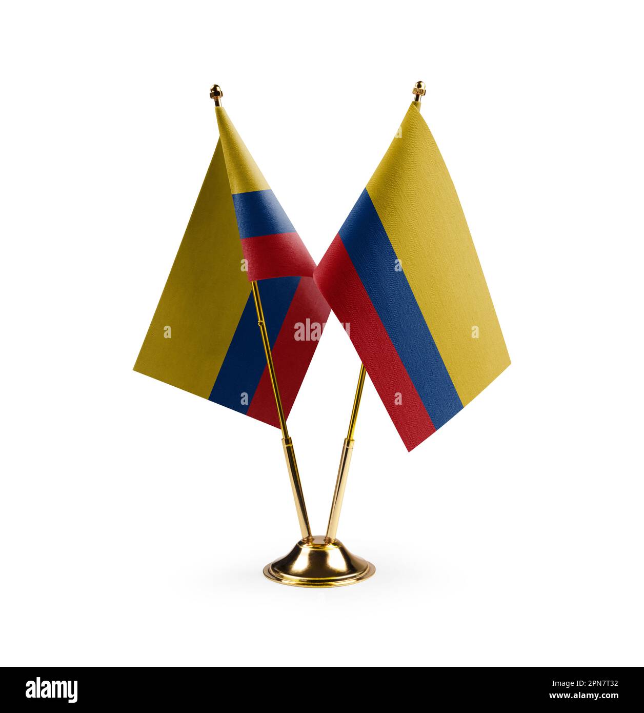 Small national flags of the Colombia on a white background. Stock Photo