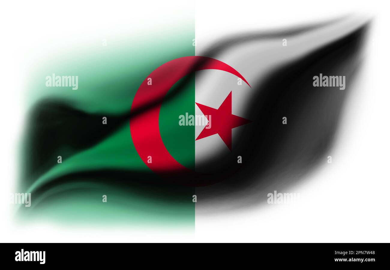 White background with torn Algeria flag. 3d illustration Stock Photo