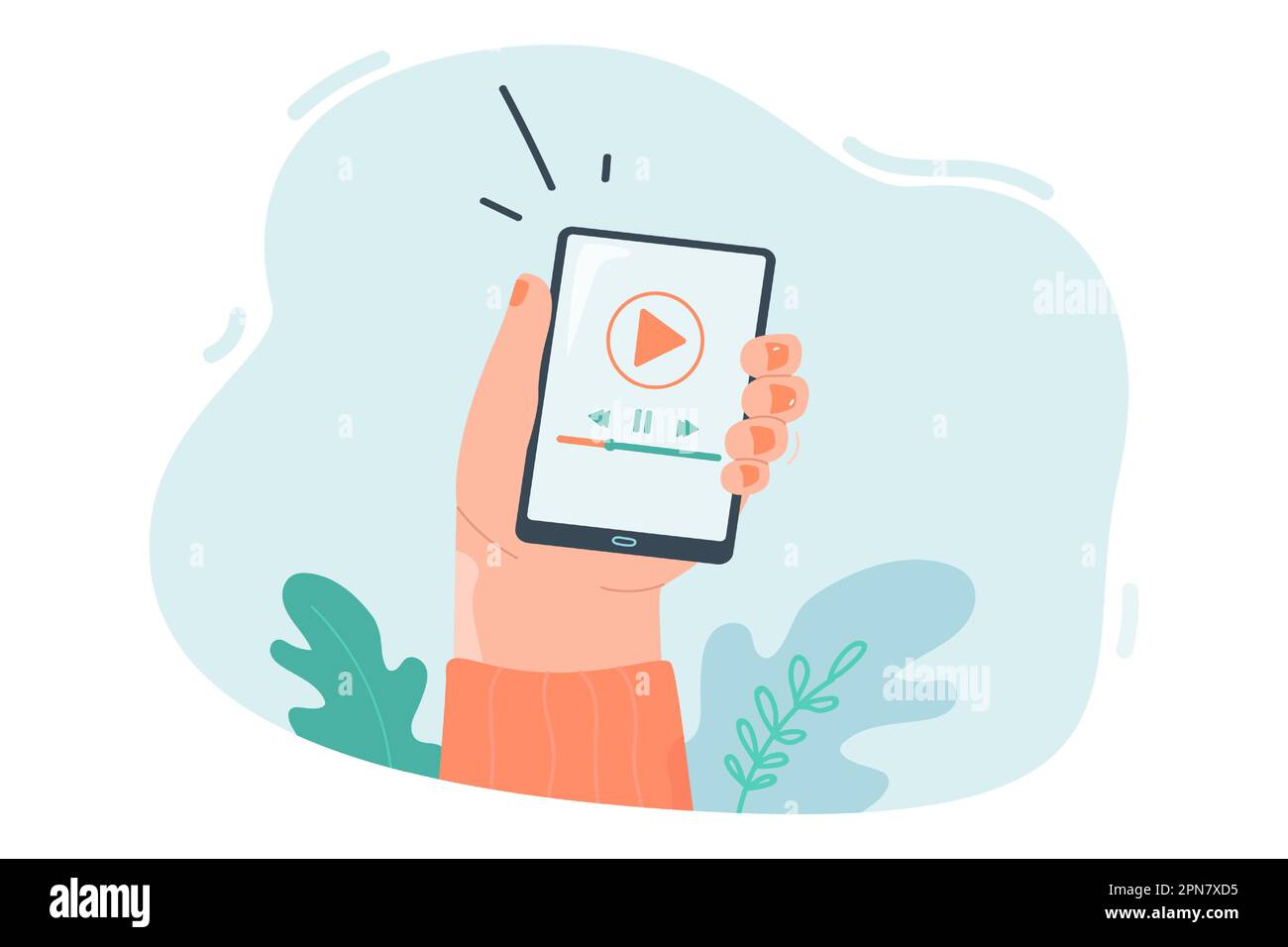Hand holding mobile phone with music or video player Stock Vector Image ...