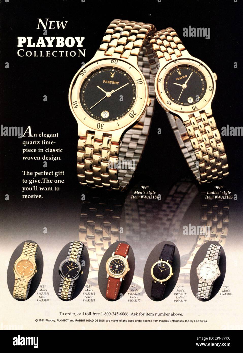 Vintage "Playboy" Magazine Issue January 1991 Advert, USA Stock Photo