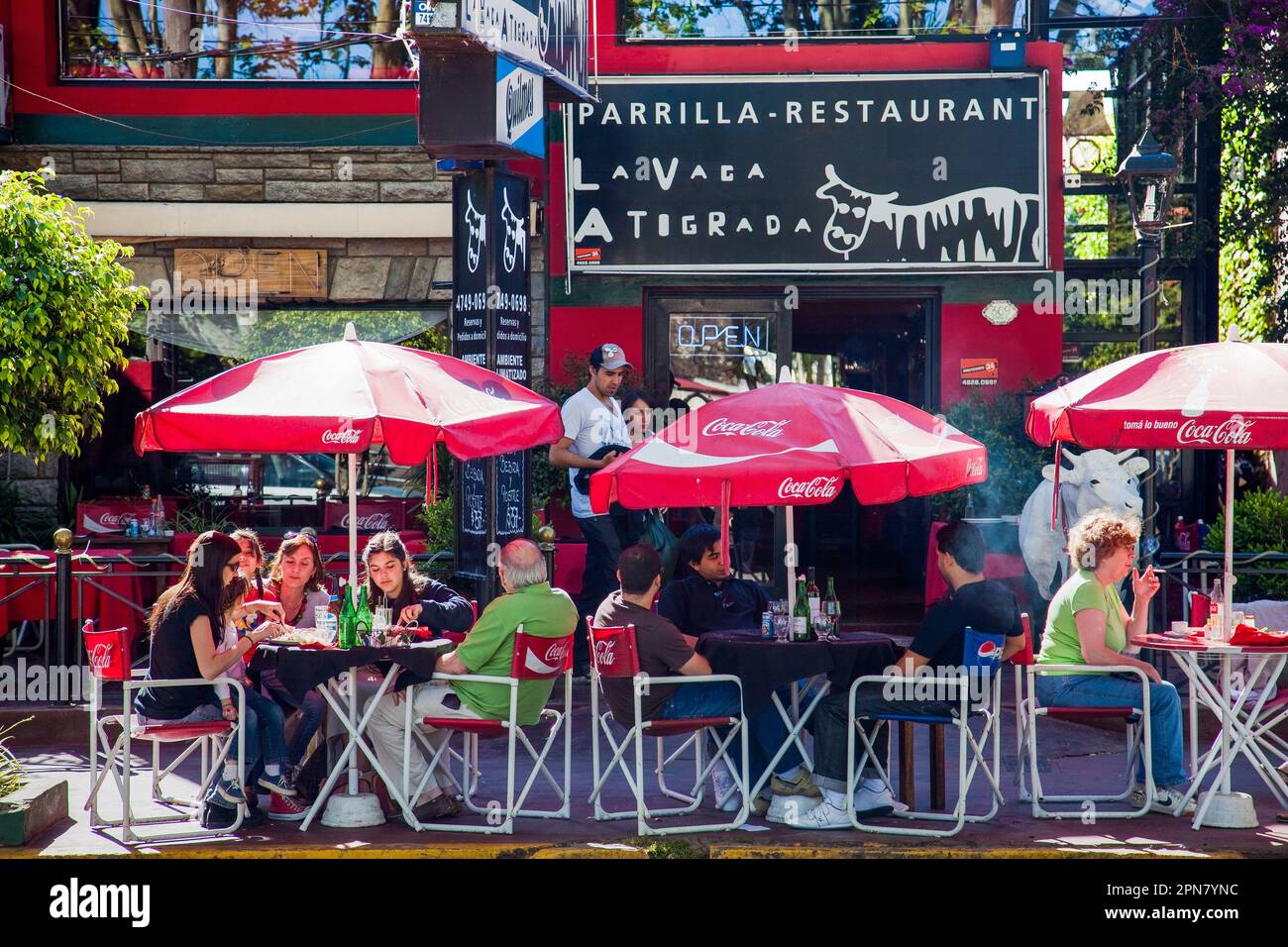 Argentina, Buenos Aires. There are many bars and restaurants around the Plaza Costa Rica in Palermo Soho. Stock Photo