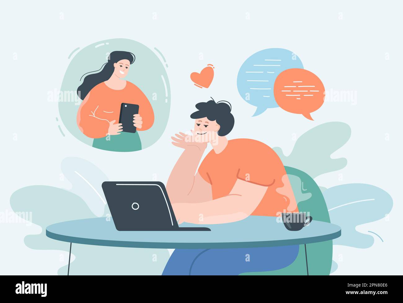 Using Computer With Partner Male using laptop social media Stock Vector Images - Alamy
