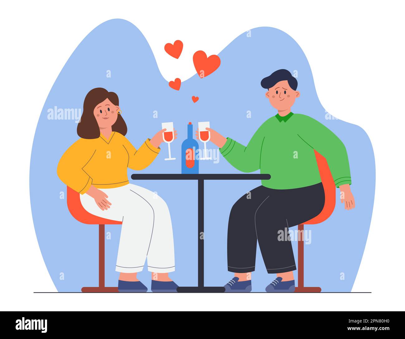 Happy couple having romantic date at restaurant Stock Vector Image ...