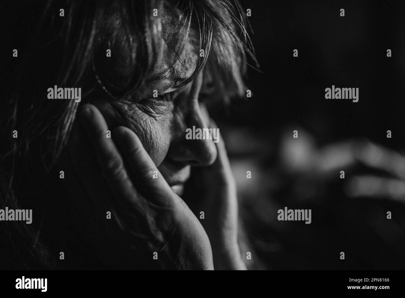 Elderly black woman sad Black and White Stock Photos & Images - Alamy