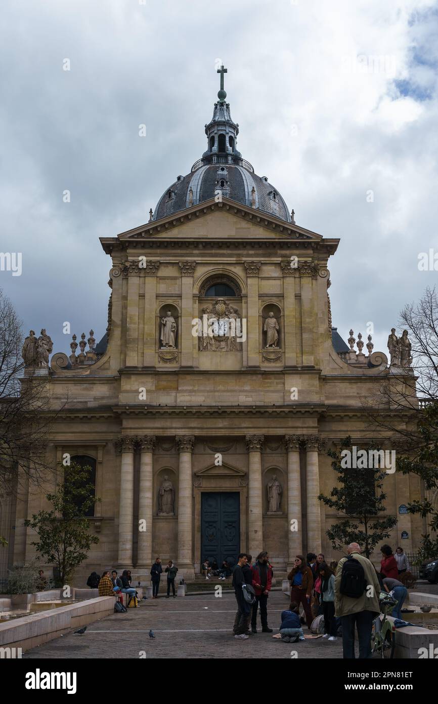 Sorbonne University, historical building in Paris, France. March